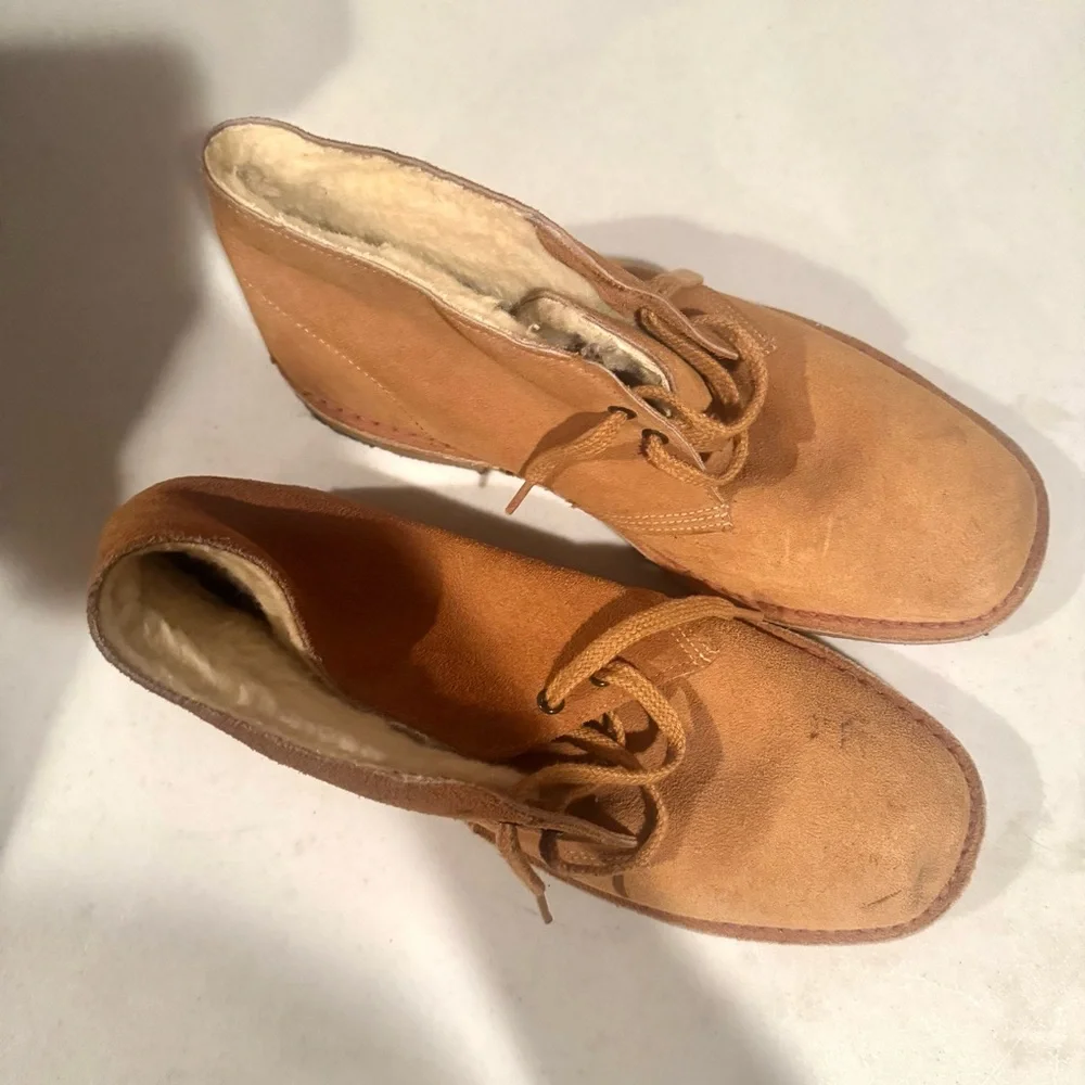 Unbranded Suede Sherpa Lined Lace Up Chukka Boots Tan Size 12 MENS